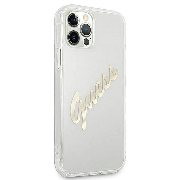 Etui Guess Vintage Script Gold na iPhone 12 / iPhone 12 Pro - przezroc
