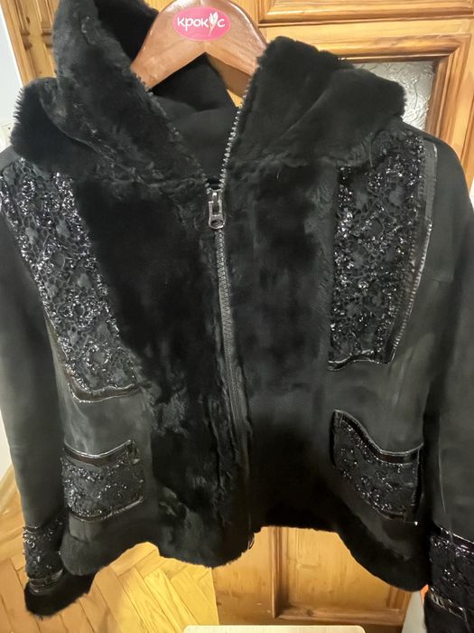 Дублянка натуральна. Із вставками. Чорна з вишивкою