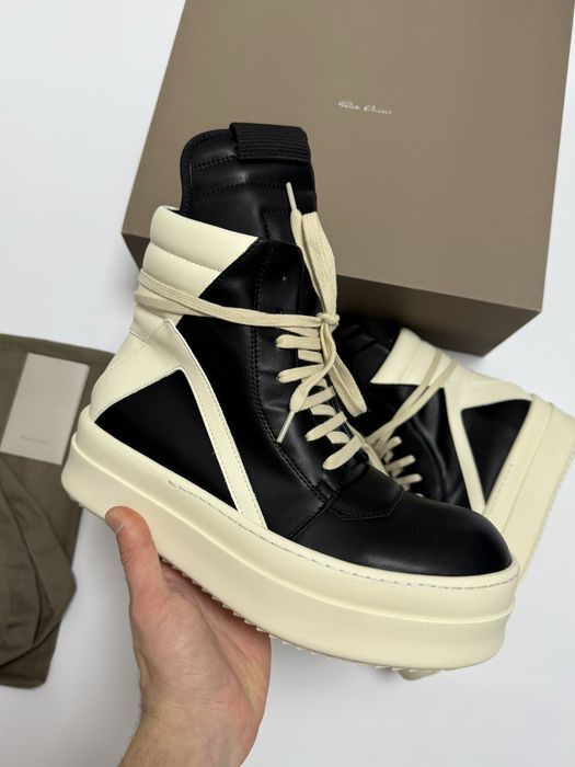 кеды ботинки буты Rick Owens double  Geobasket White 44 45 Lether