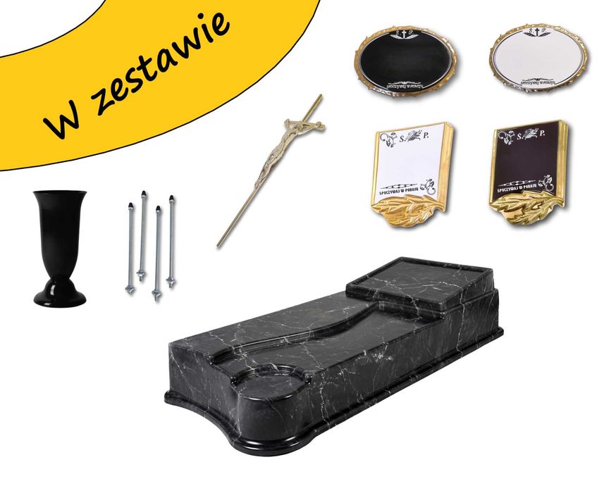 Pomnik plastikowy nagrobek krzyżyk tabliczka wazon Wysyłka cała PL