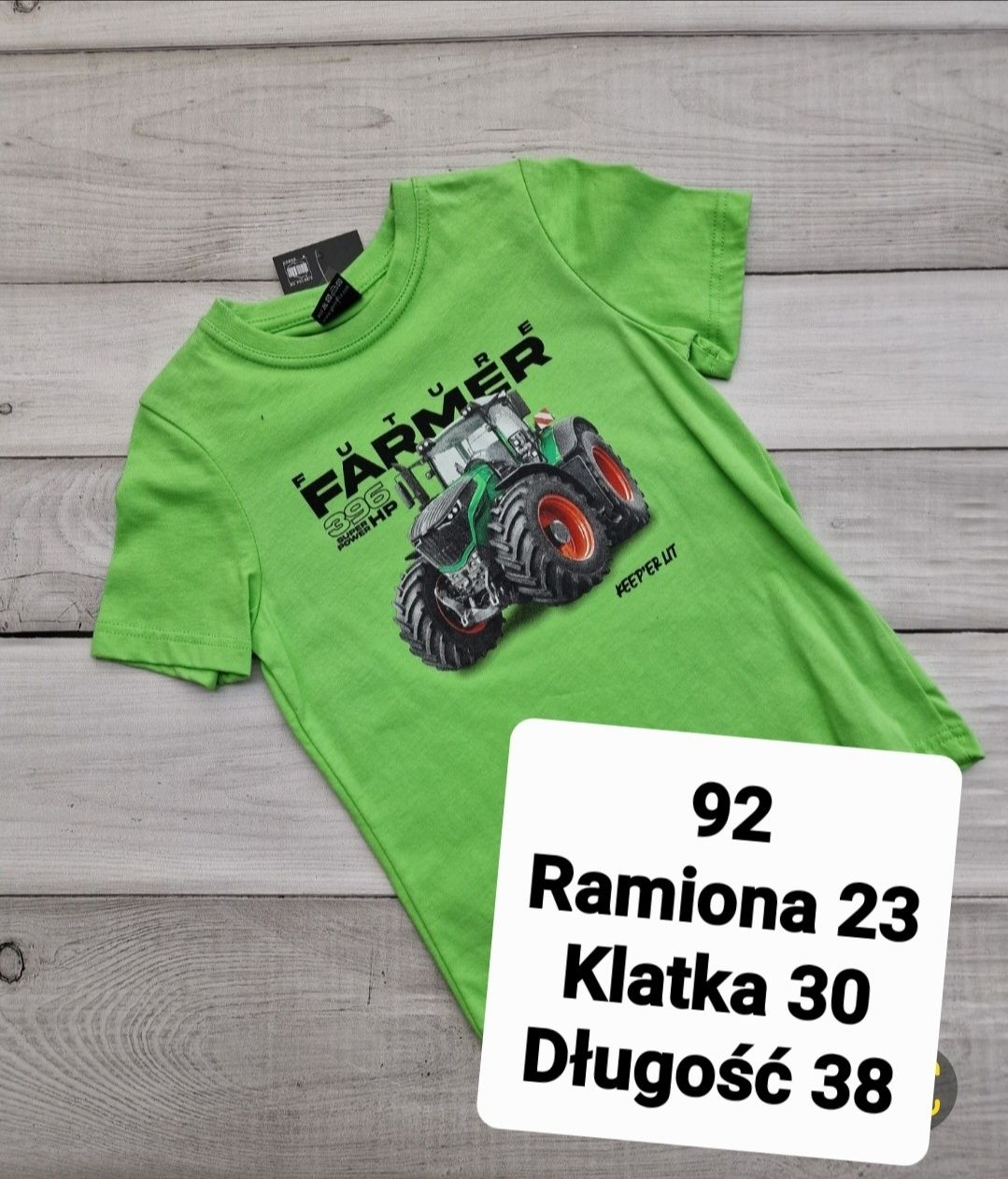 Koszulka chłopięca 110 tshirt bawełniany GT traktor zielony