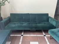 Zestaw wypoczynkowy butelkowa zieleń sofa i dwa fotele