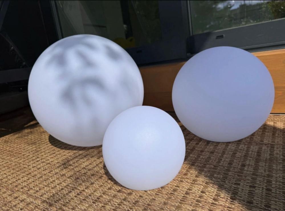 Lampy ogrodowe solarne kule duże 3 szt 40cm 30cm 20cm