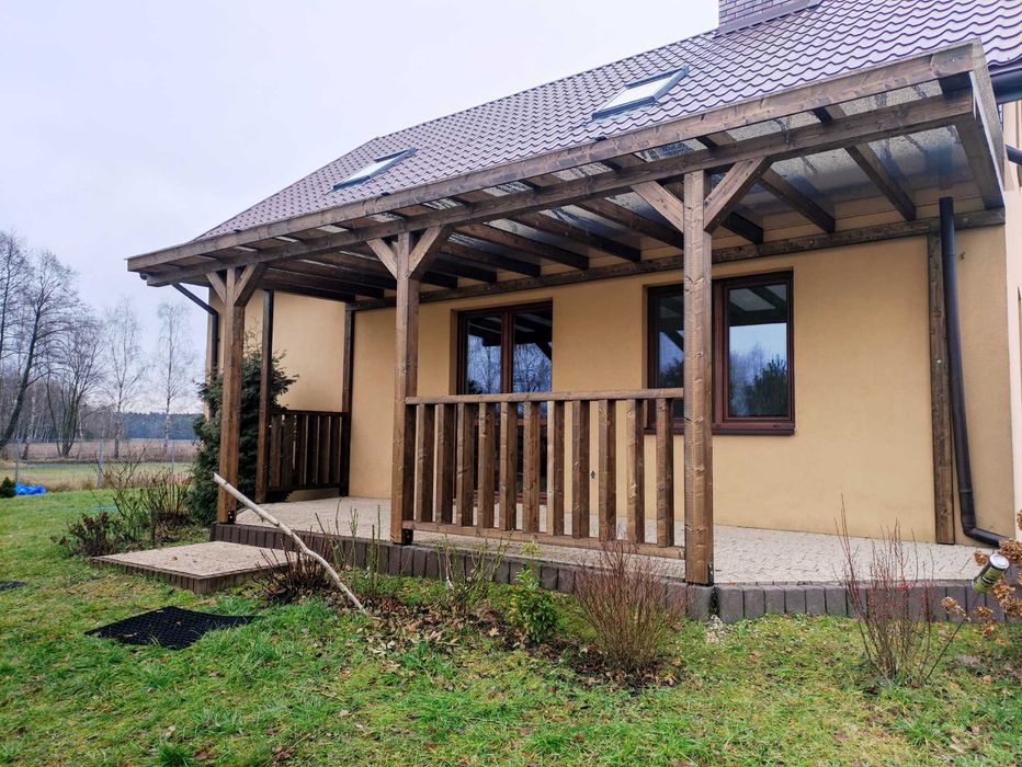 Zadaszenie tarasu, pergola, drewno BSH, shutters, altana, poliwęglan