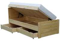 wysokie łóżko drewniane otwierane z boku z szufladami ARIA 120x200