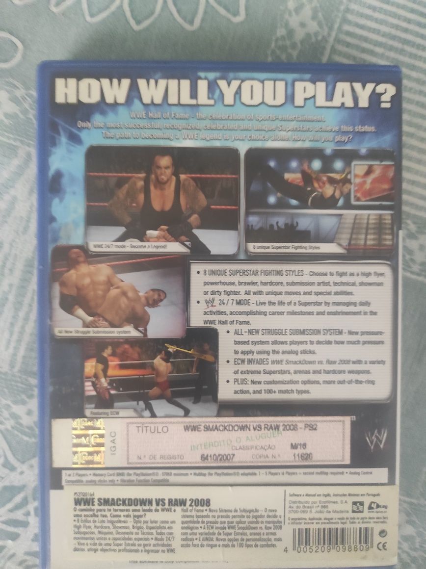 Jogo PS2 smack down vs RAW 2008