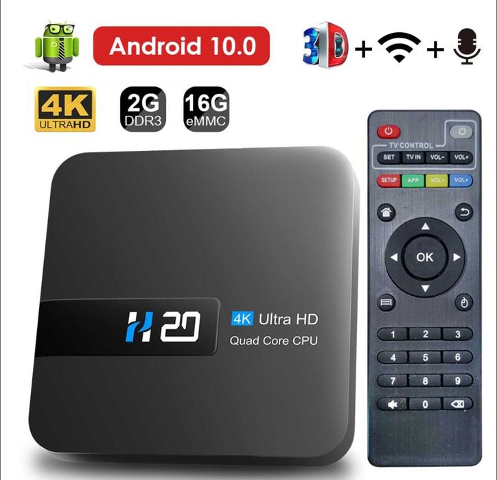 Smart Tv Box Android 4K Ultra HD H20 2+16GB WiFi