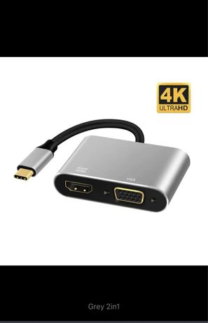 Hub Multiport Хаб Переходник MacBook 2в1 USB TypeC - HDMI 4К VGA (№21)