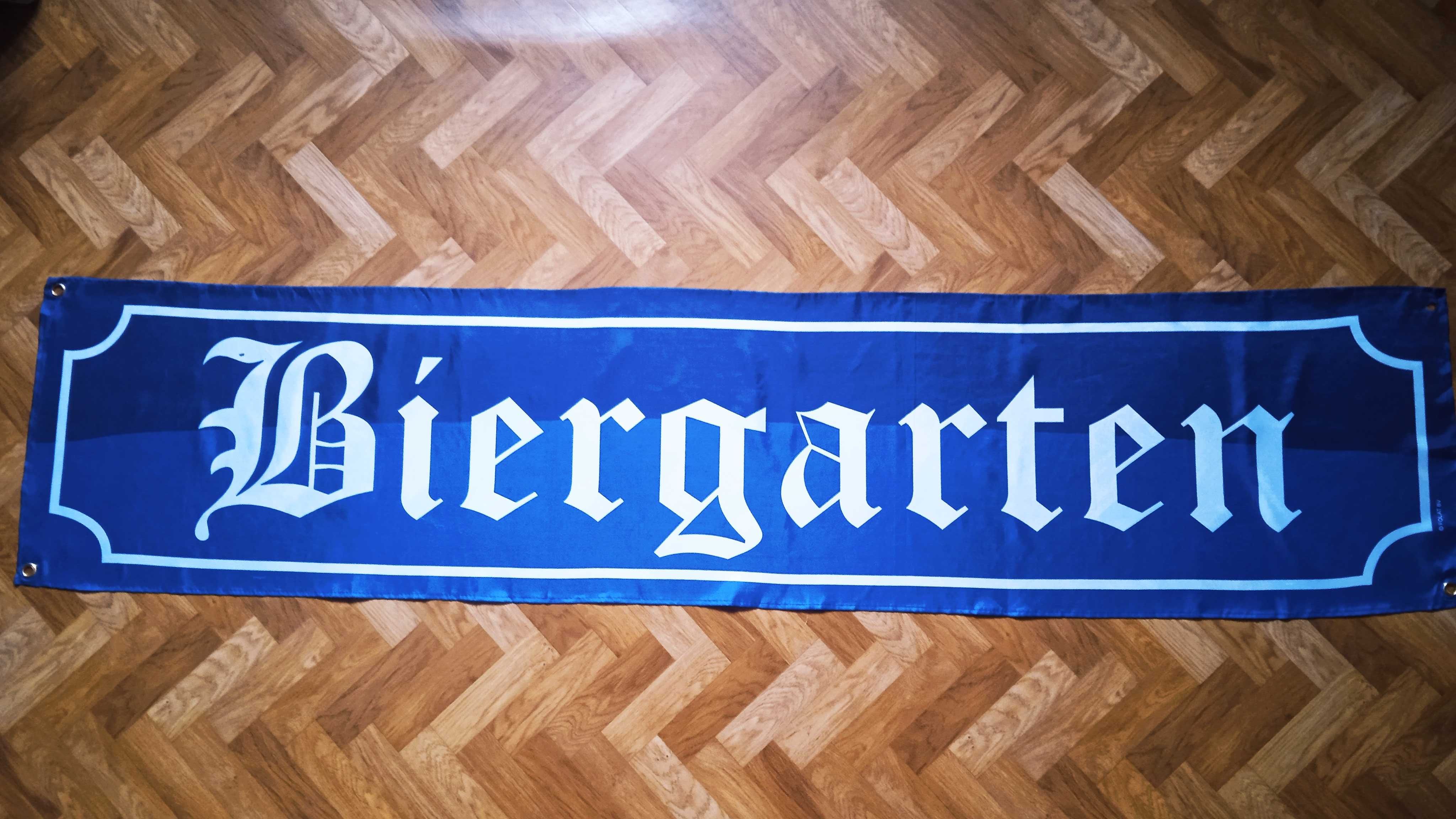 ВЫВЕСКА баннер на ткани BIERGARTEN- Пивной сад, размер 40 х 180 см.