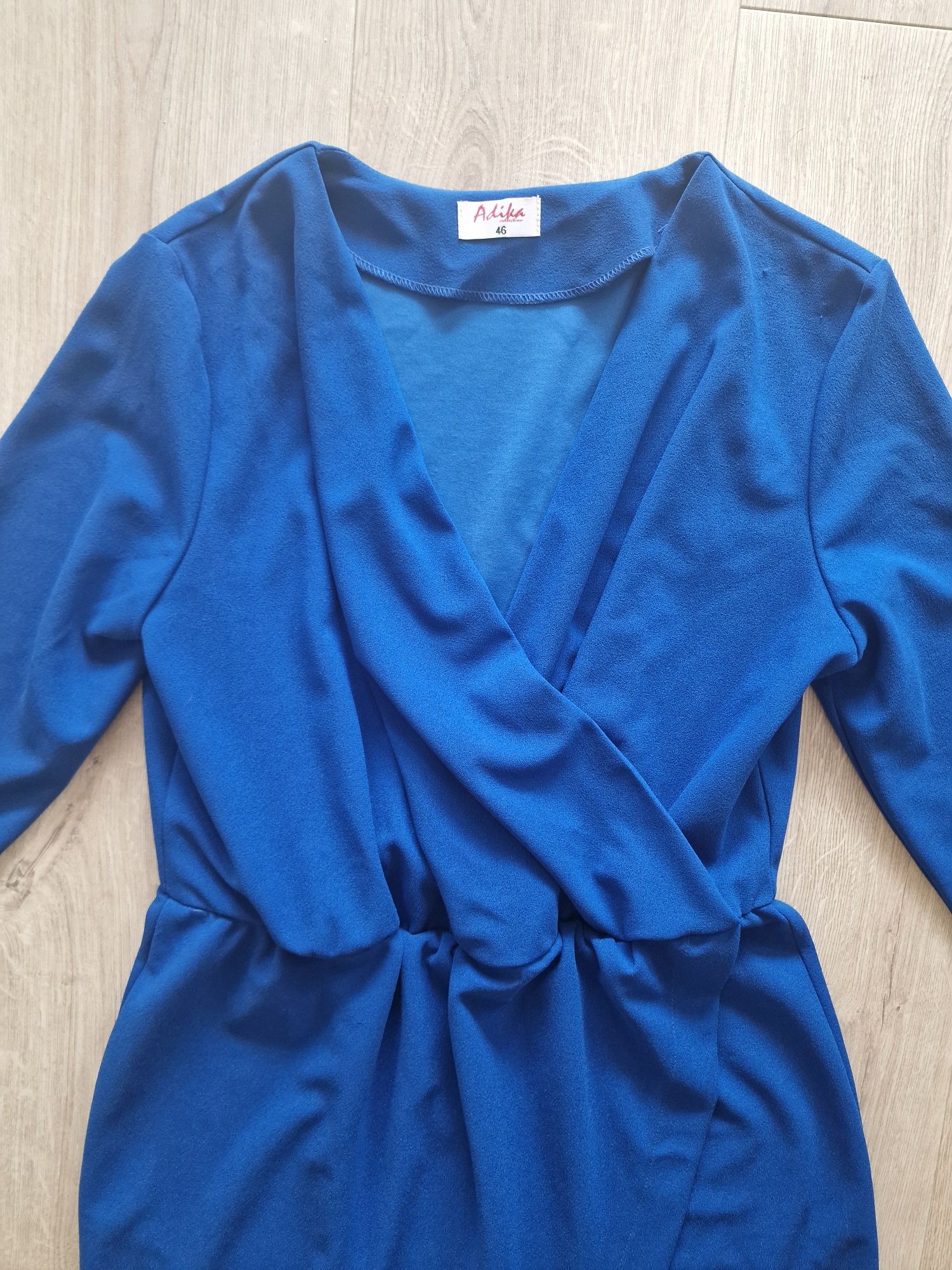 Sukienka 46 XXXL niebieska elegancka midi koktajlowa na wesele