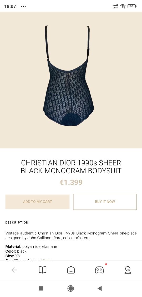 Вінтажне боді Christian Dior