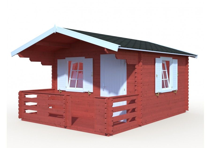 Domek letniskowy drewniany z tarasem z balika ogrodowy 3.5 x 3.5m 34mm