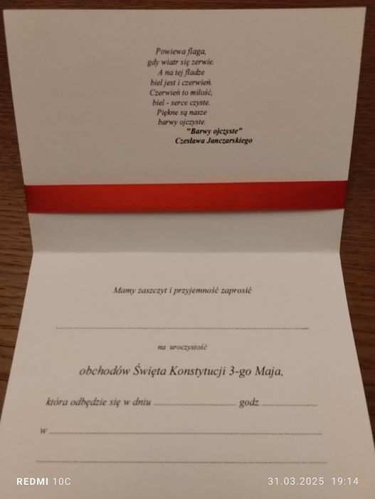 Zaproszenie konstytucja 3 maja zaproszenia z okazji obchodów majowychi
