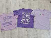 Fioletowe bluzki T-shirt dla dziewczynki 146 cm 3 szt