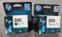 Dwa tusze do drukarki HP 300 color i black w uszkodzonym opakowaniu.