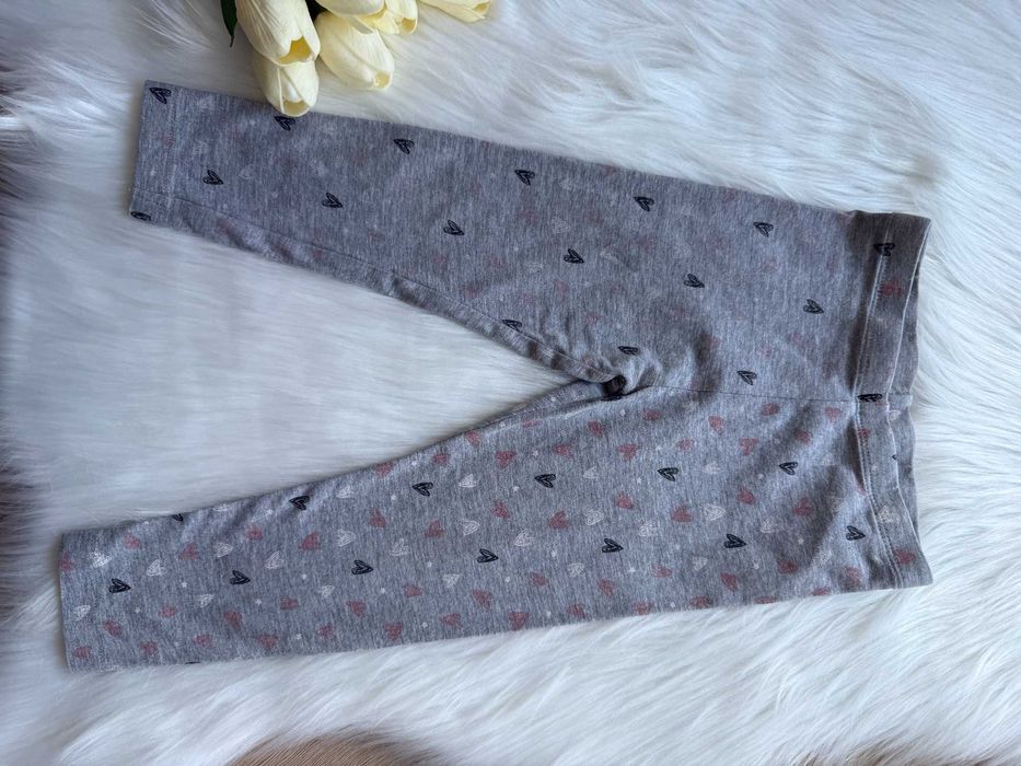 2-pak legginsów spodnie obcisłe białe w kropki szare trójkąty r. 92