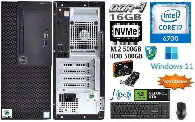 Pç/Torre Gamer DELL 6ªG|i7-3.4G|16G|NVMe512+HD500|RTx5060-8G|5G+BT|W11