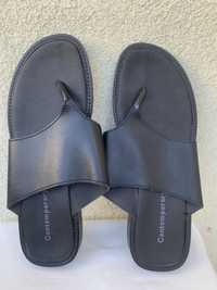 Japonki, klapki, sandały skórzane, rozmiar 44, czarne