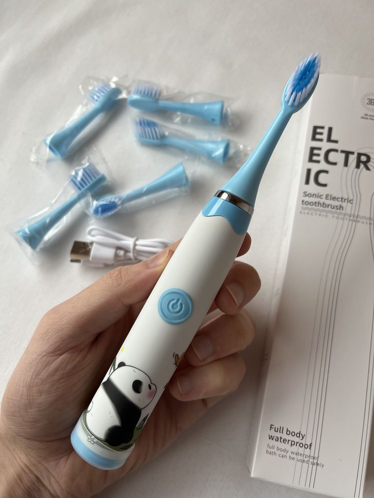 Дитяча зубна щітка 6 насадок USB TYPE-C, Електрична Аккумуляторна ТОП