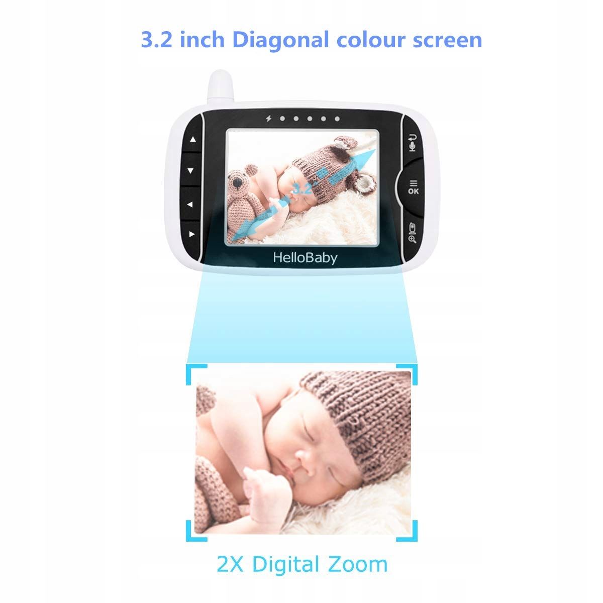 Niania Hellobaby Hb65 Kamerka 360 Zoom Ekran 3.2Cala Wizja Nocna