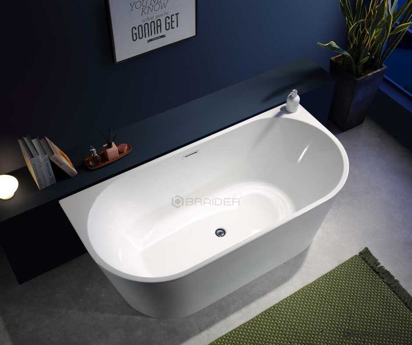 BRAIDER Akrylowa Wanna Wolnostojąca RESTIA 170 cm Biała Przyścienna