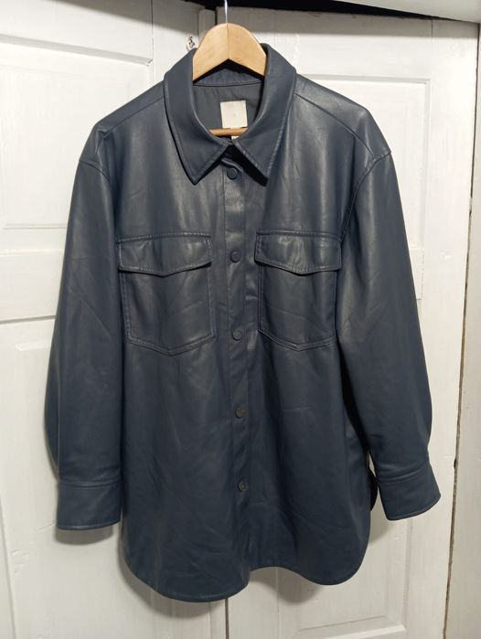 Koszula skórzana, grafitowo-niebieska H&M r. L