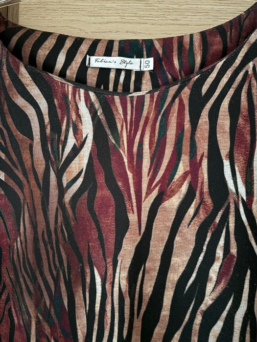 Elegancka sukienka do pracy rozm 50 bordowo beżowa