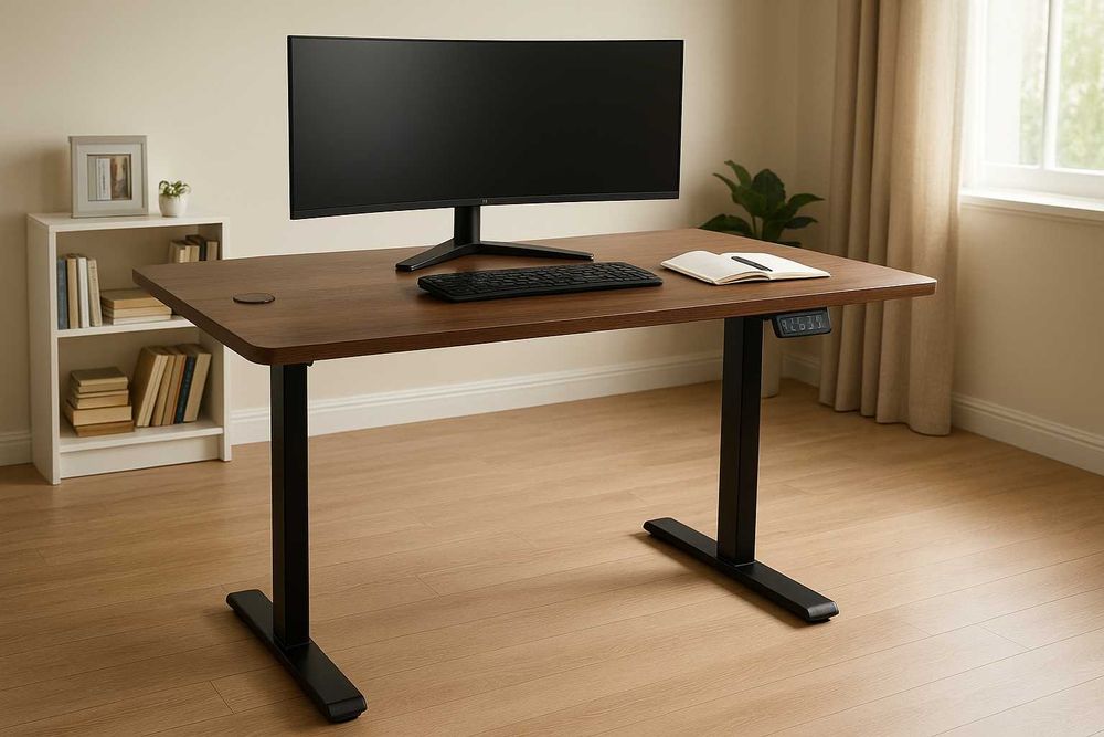 Nowe Biurko Elektryczne Podnoszone 120x60cm Regulowane Gamingowe Dąb