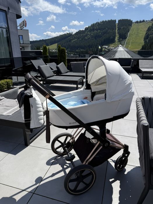 Коляска cybex priam rose gold off white