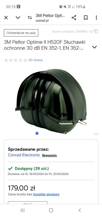Nauszniki słuchawki pasywne PELTOR Bull's eys II H520F