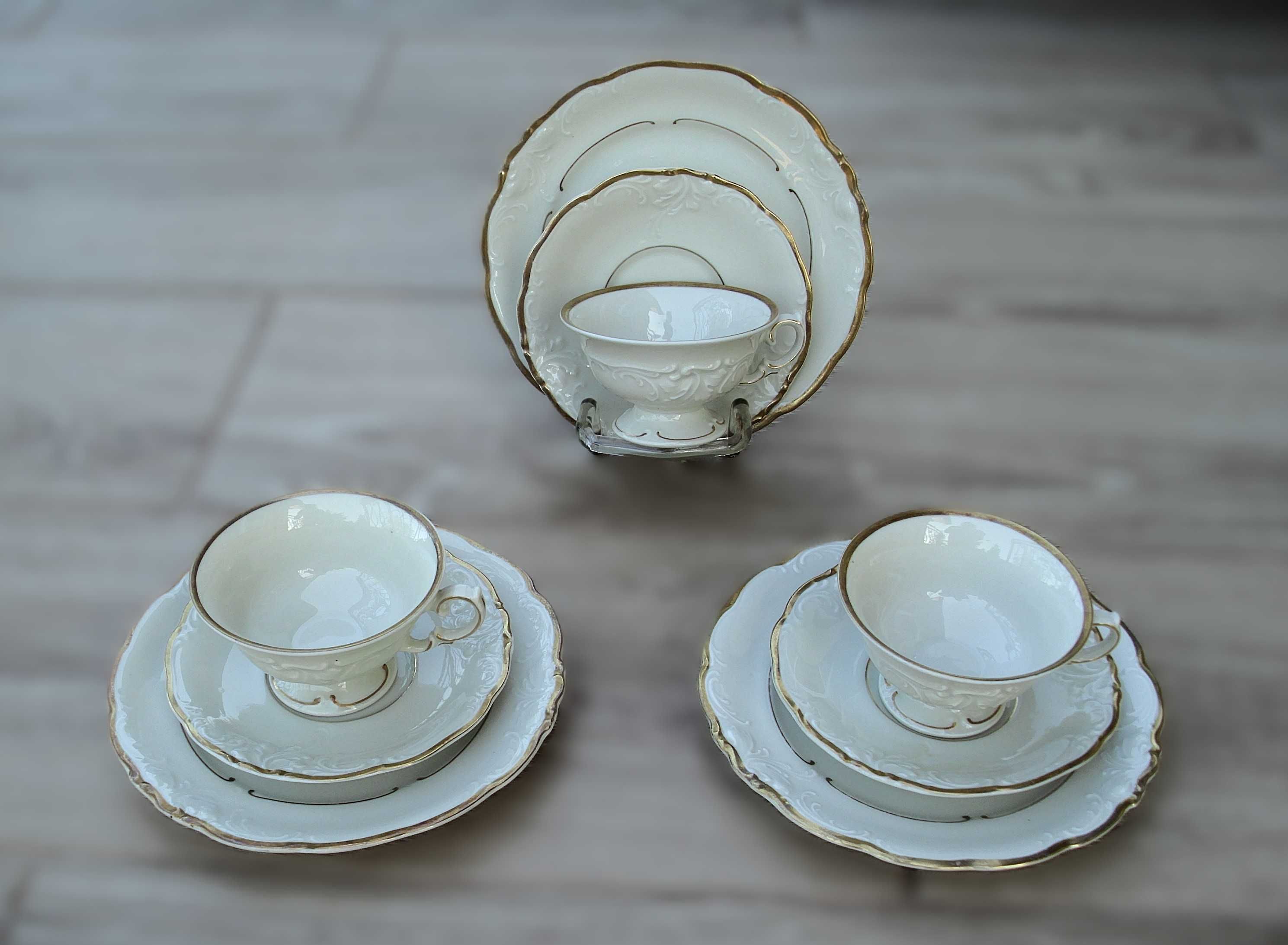 Trio KPM Wałbrzych kremowa porcelana