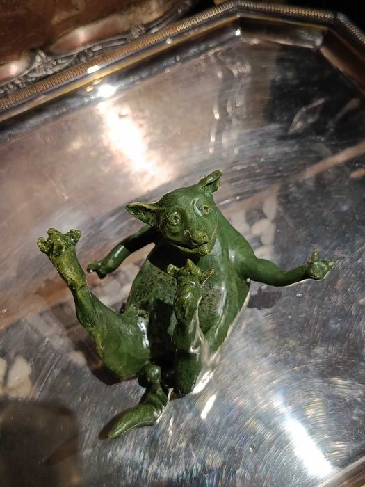 Escultura Gato Feliz Caldas da Rainha Assinada Vitor Pires 12 cm