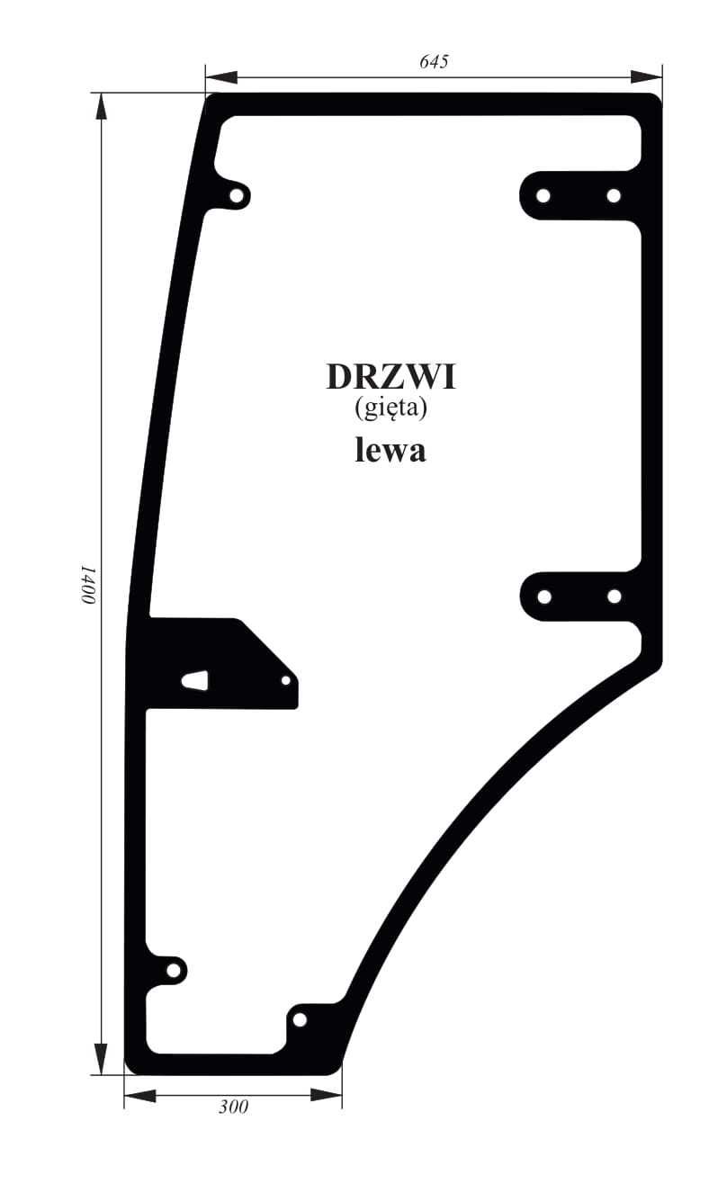 szyba drzwi lewe Farmtrac kabina Metal-Fach 80, 675, 685, 690, ACX1214