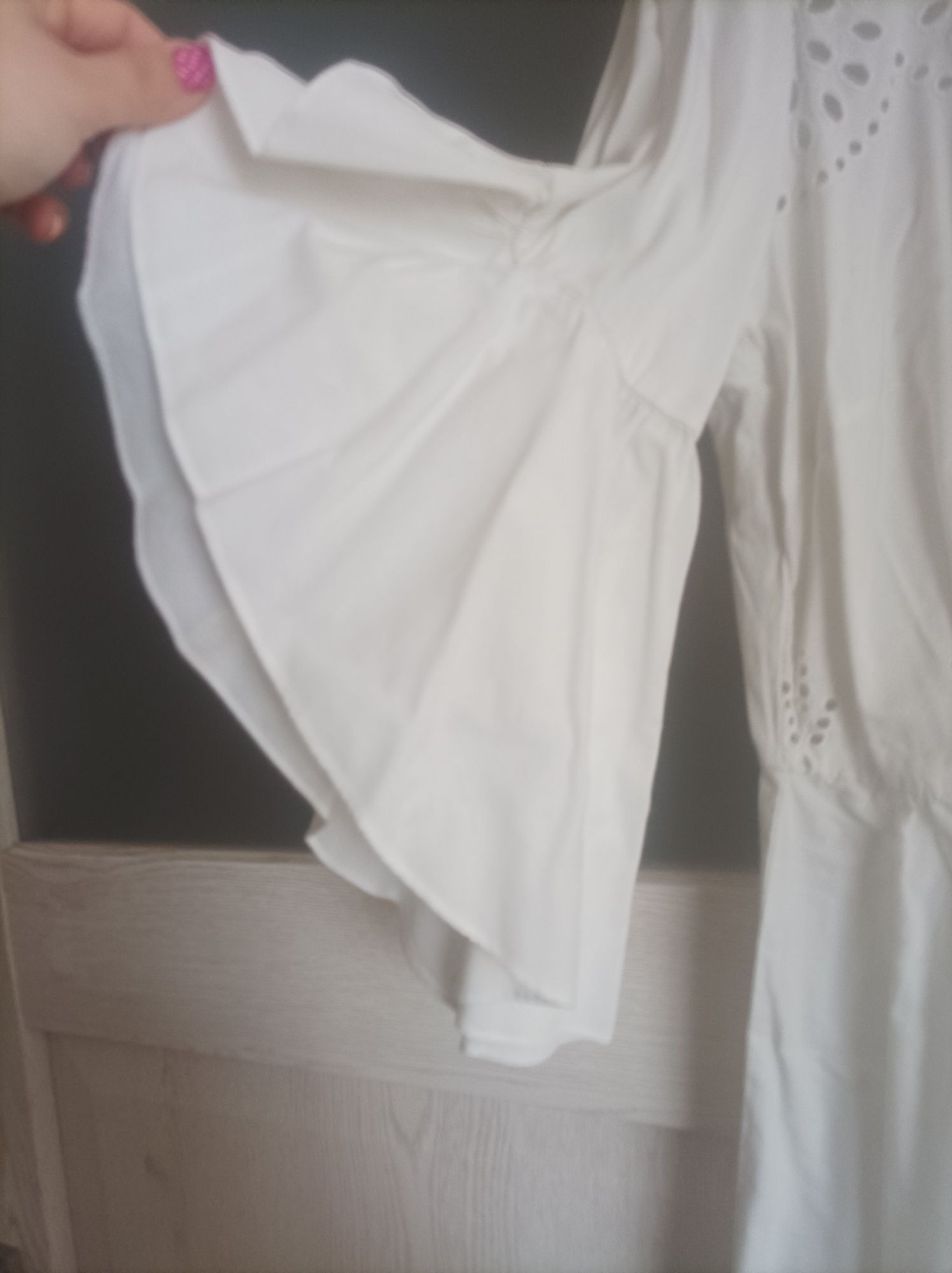Sukienka bodyflirt lekka ażurowa haft angielski rękawy biały smietank