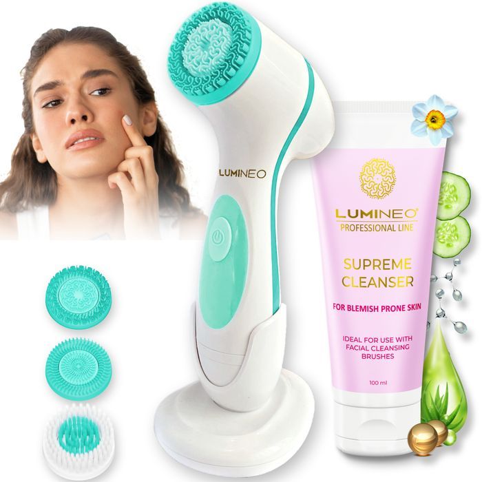 Szczoteczka Do Twarzy Lumineo (Turkusowa) + Żel Oczyszczający