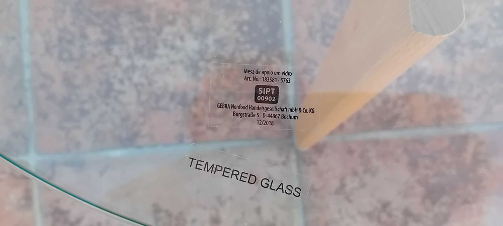 Mesa de Apoio Tampo em Vidro 46 x 40 cm