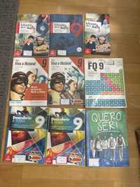 Livros 9 ano FQ , Francês, História, Religião Moral e Ciências