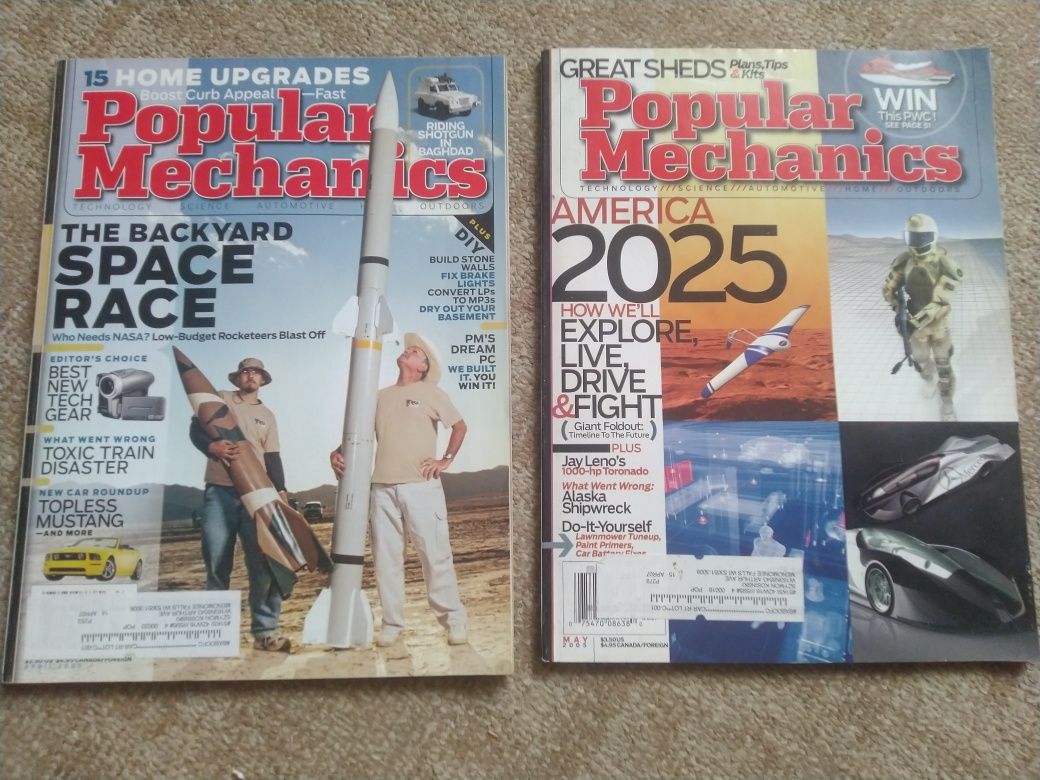 2 журнала Popular Mechanics, май и апрель 2005г.