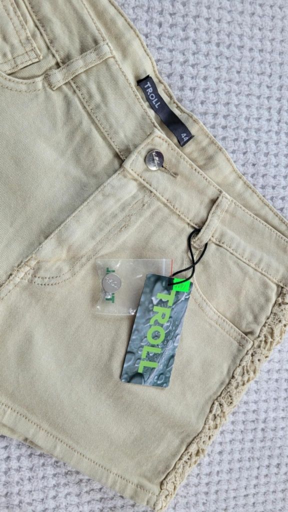 Nowe spodenki szorty damskie z koronką na bokach bawełna plus size 44