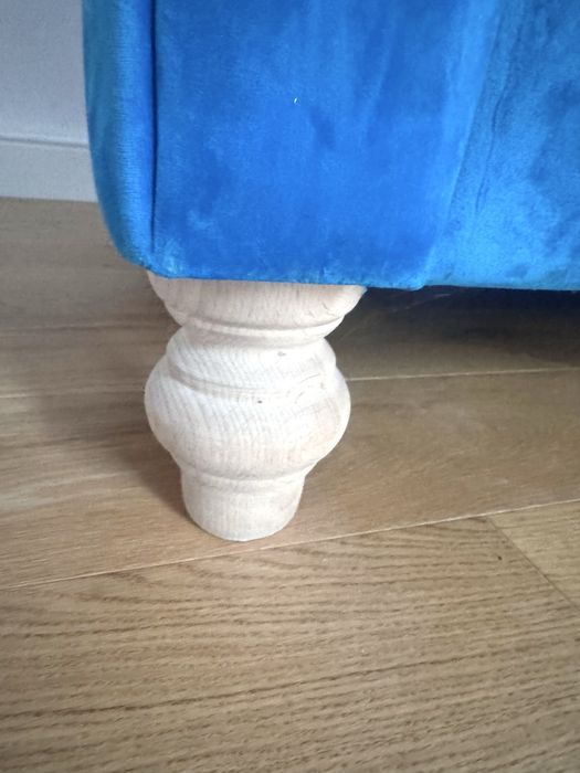 Sofa Chesterfield kanapa turkusowa, blekitna niebieska aksamitna