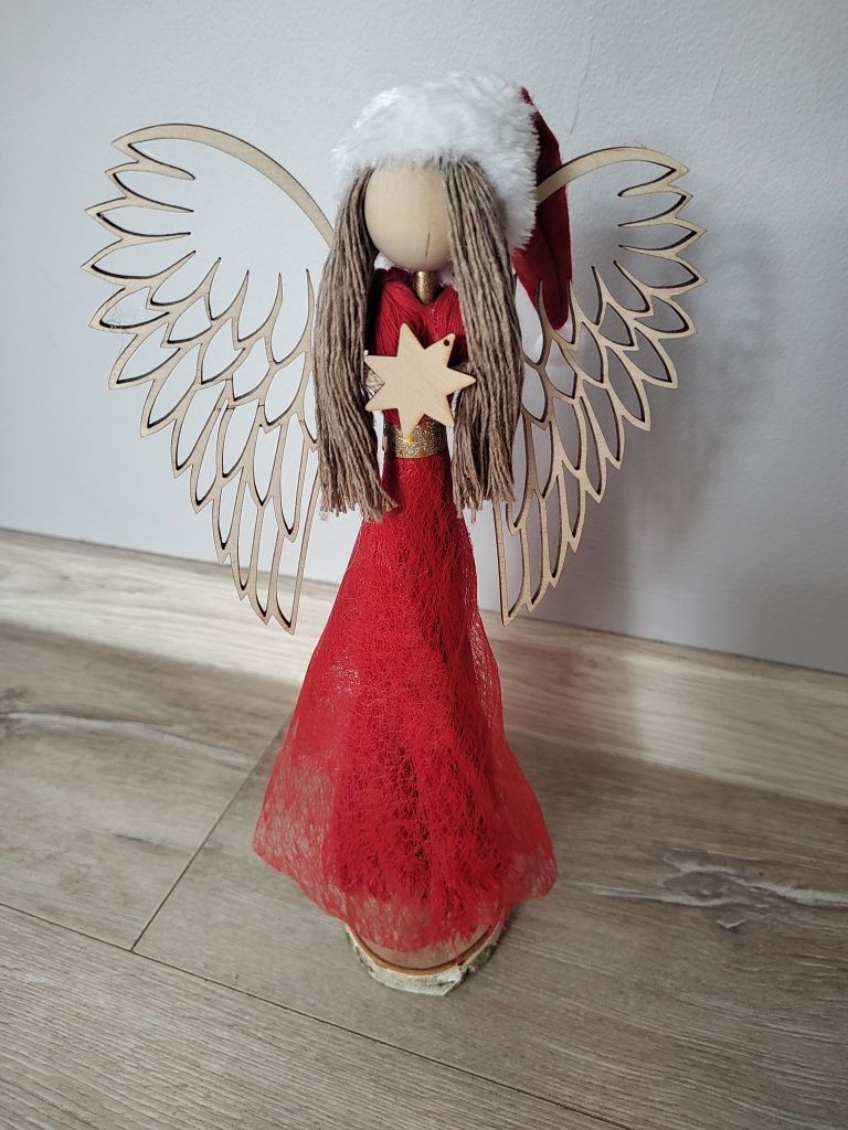 Anioł duży stojący Mikołajka handmade