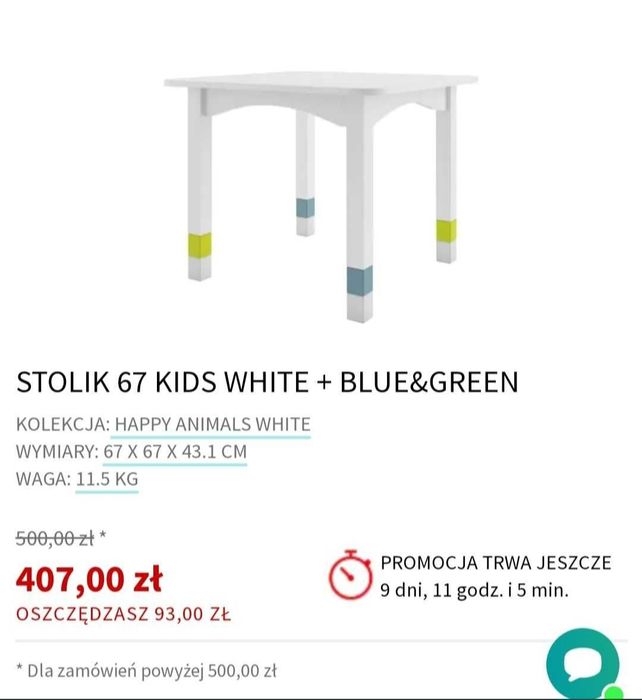 Stolik i dwa krzesełka Meblik