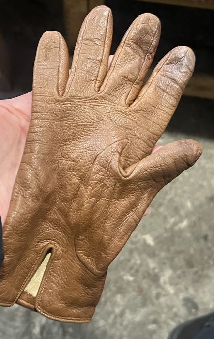 коричневі шкіряні рукавички Celine