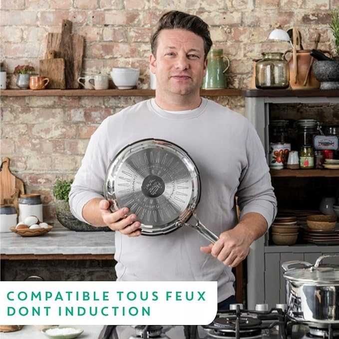 Zestaw garnków Tefal Jamie Oliver stal nierdzewna 3 el. UŻYWANY