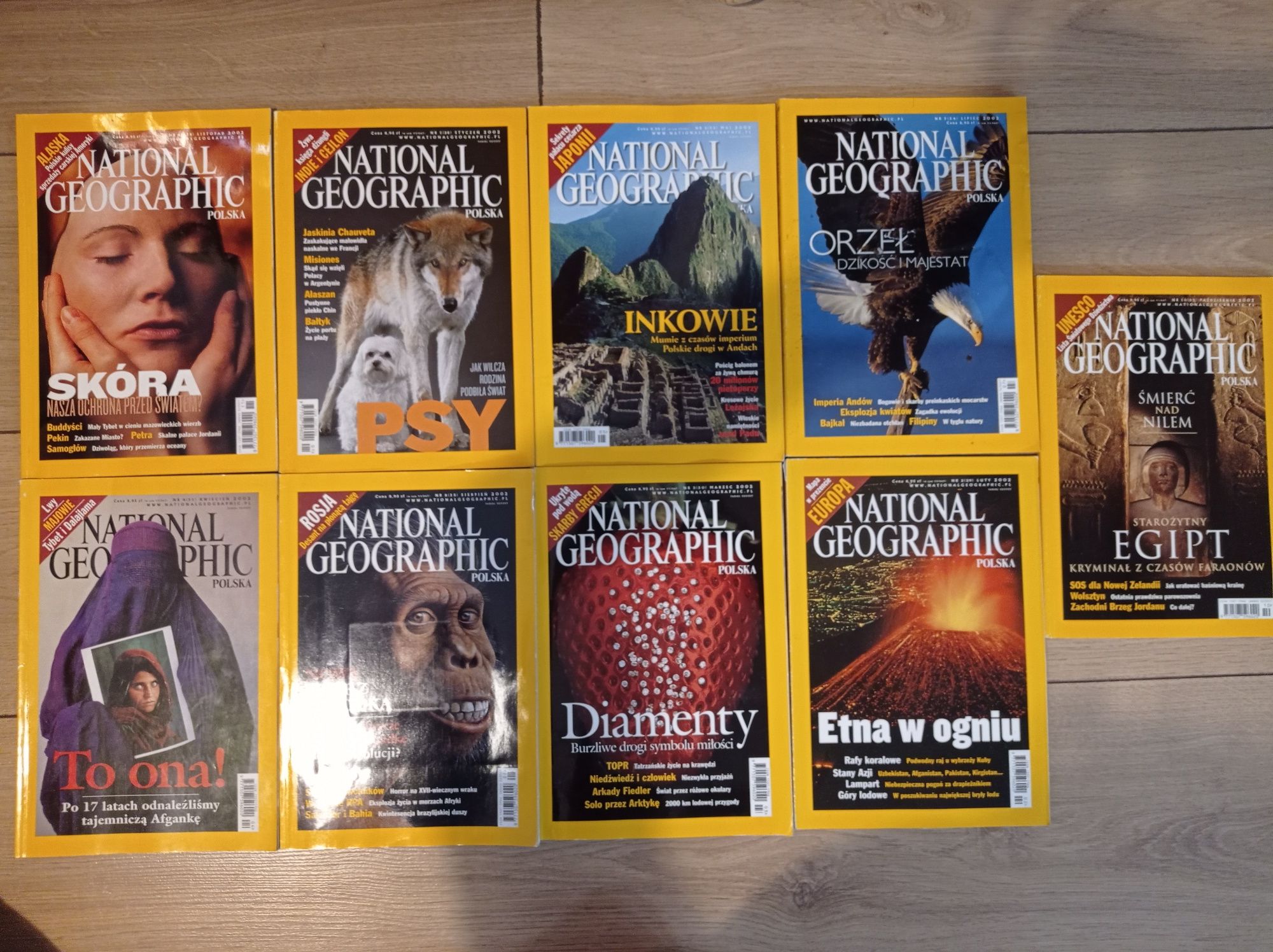 9 egzemplarzy National Geographic 2002 rok