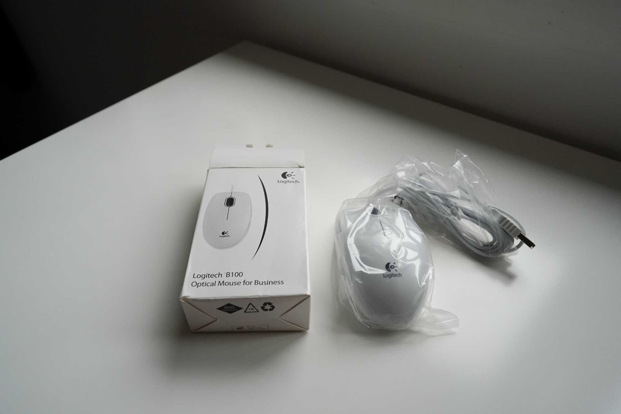 Logitech B100 Optical Mouse USB White New