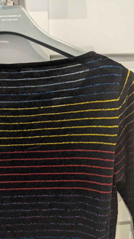 Sweterek kardigan paski zapinany solar 3/4 S 36 angora elegancki