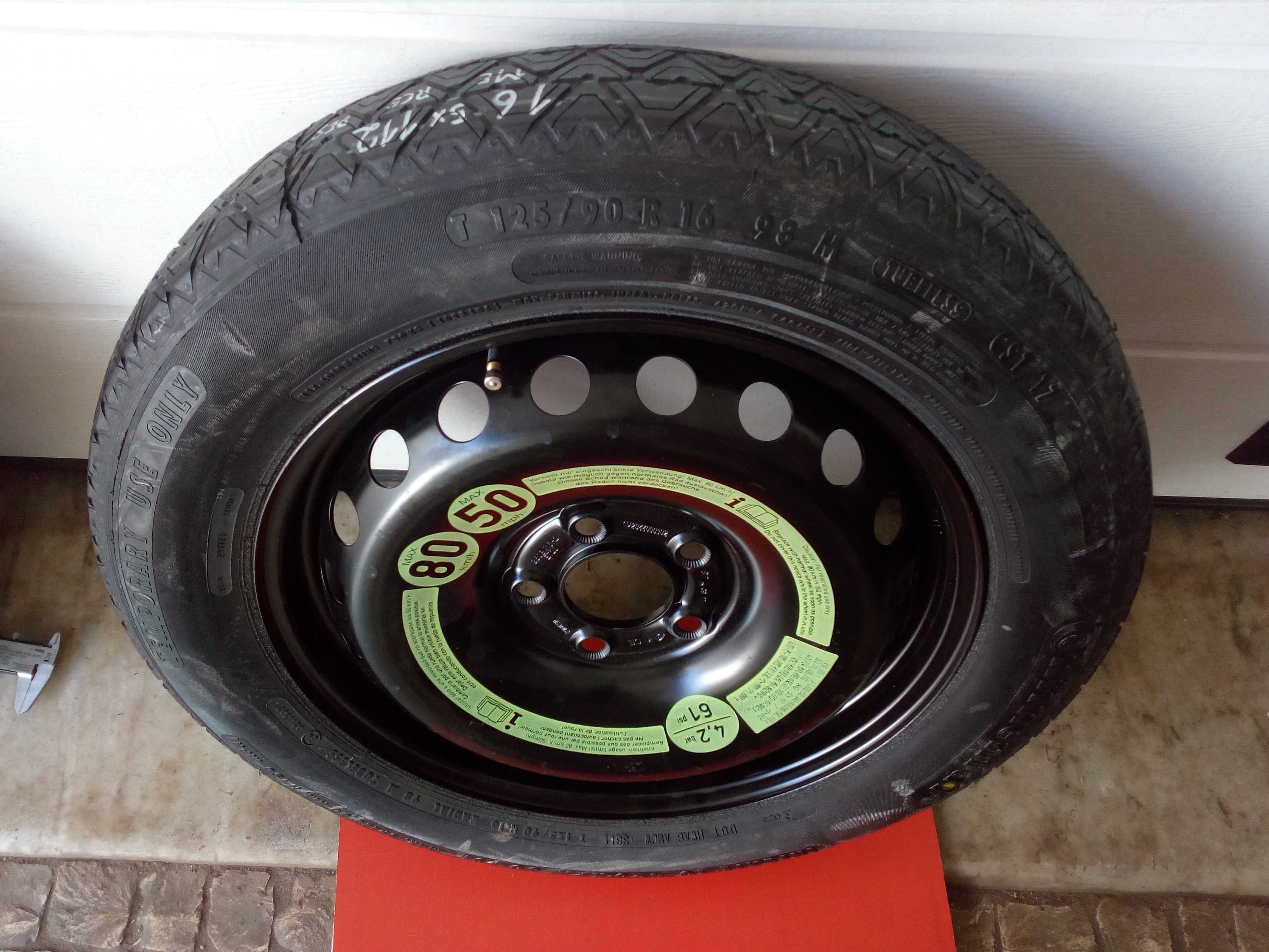 Roda suplente emergência 16" e 17" 5x112 Mercedes Audi BMW, Pneu fino