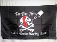 Пиратский флаг "Время летит, когда у тебя ром»! размер 90х150 см