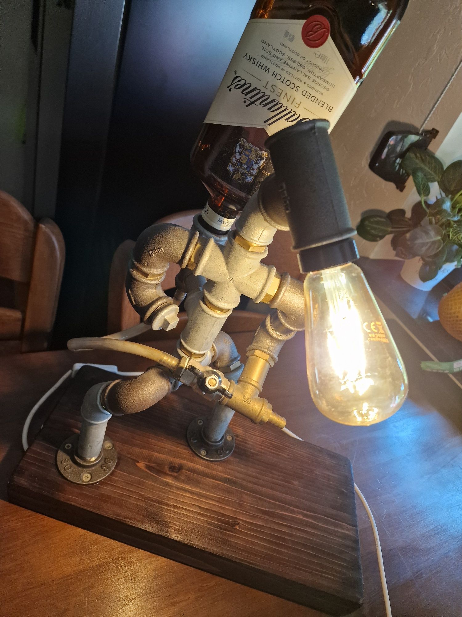 Lampka retro nalewak whisky wino handmade